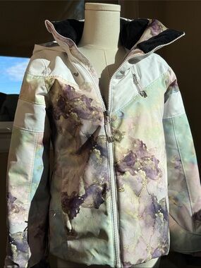 Obermeyer Taja Girls Crystal Marble-Print Winter Ski Coat